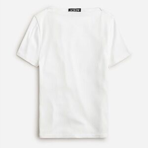 J.Crew Fine-rib fitted boatneck T-shirt sz S $38 white